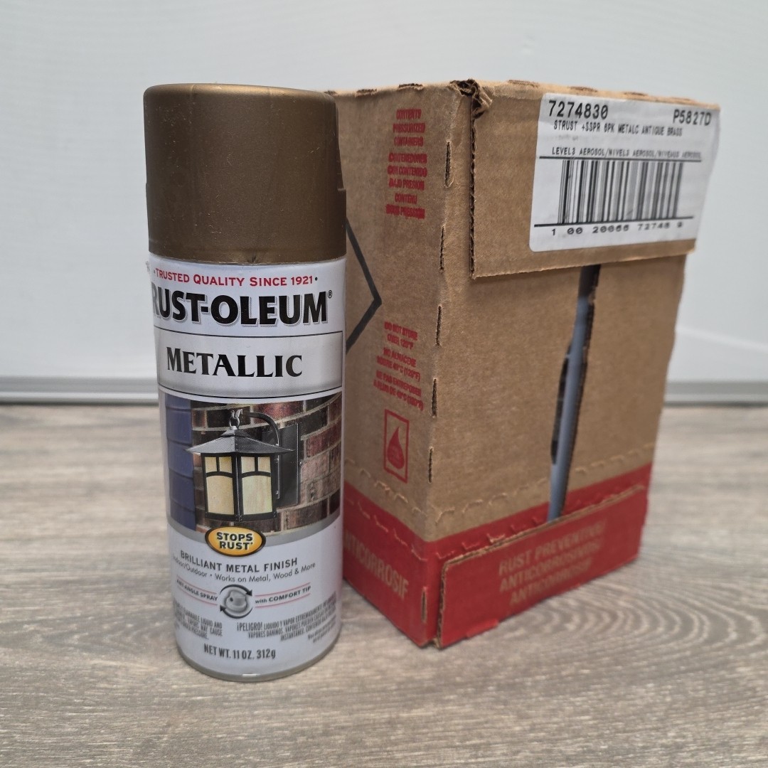 Case Of 6, Rust-Oleum Metallic Spray Paint, Antique Brass, Metallic, 11 Oz