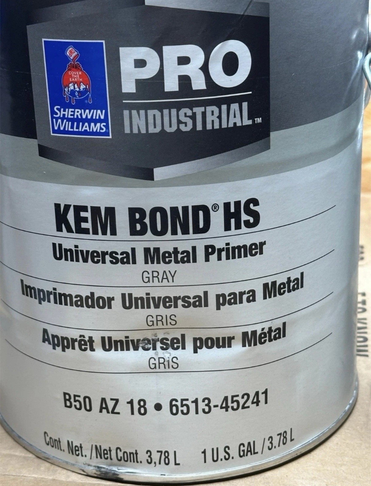 1 Gallon Sherwin Williams Kem Bond HS Universal Metal Steel Primer Flat Gray