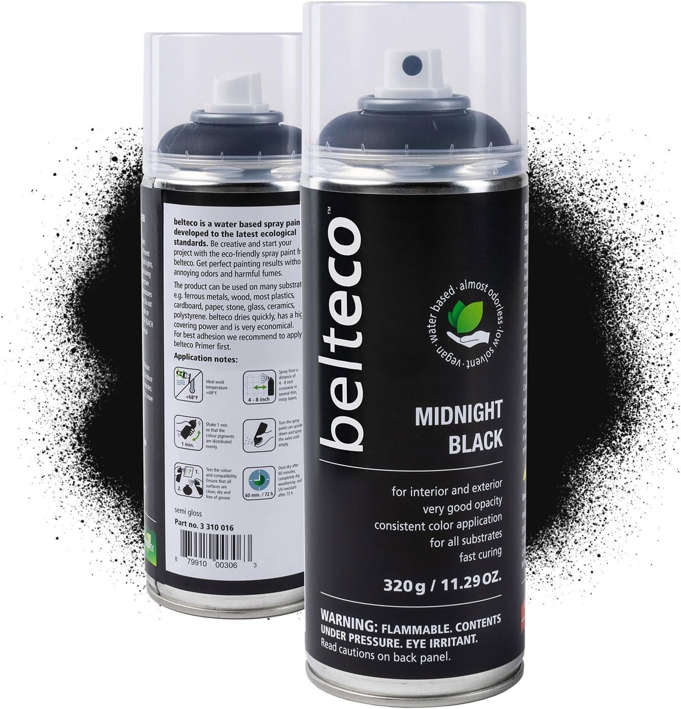 Midnight Semi Gloss Black Spray Paint – Eco-Friendly & UV-Resistant 11.29 Oz