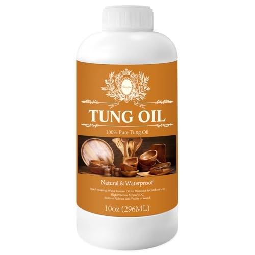 10 OZ Pure Tung Oil for Wood Outdoor/Indoor, Food Grade Sealer, Tung 10 Ounce