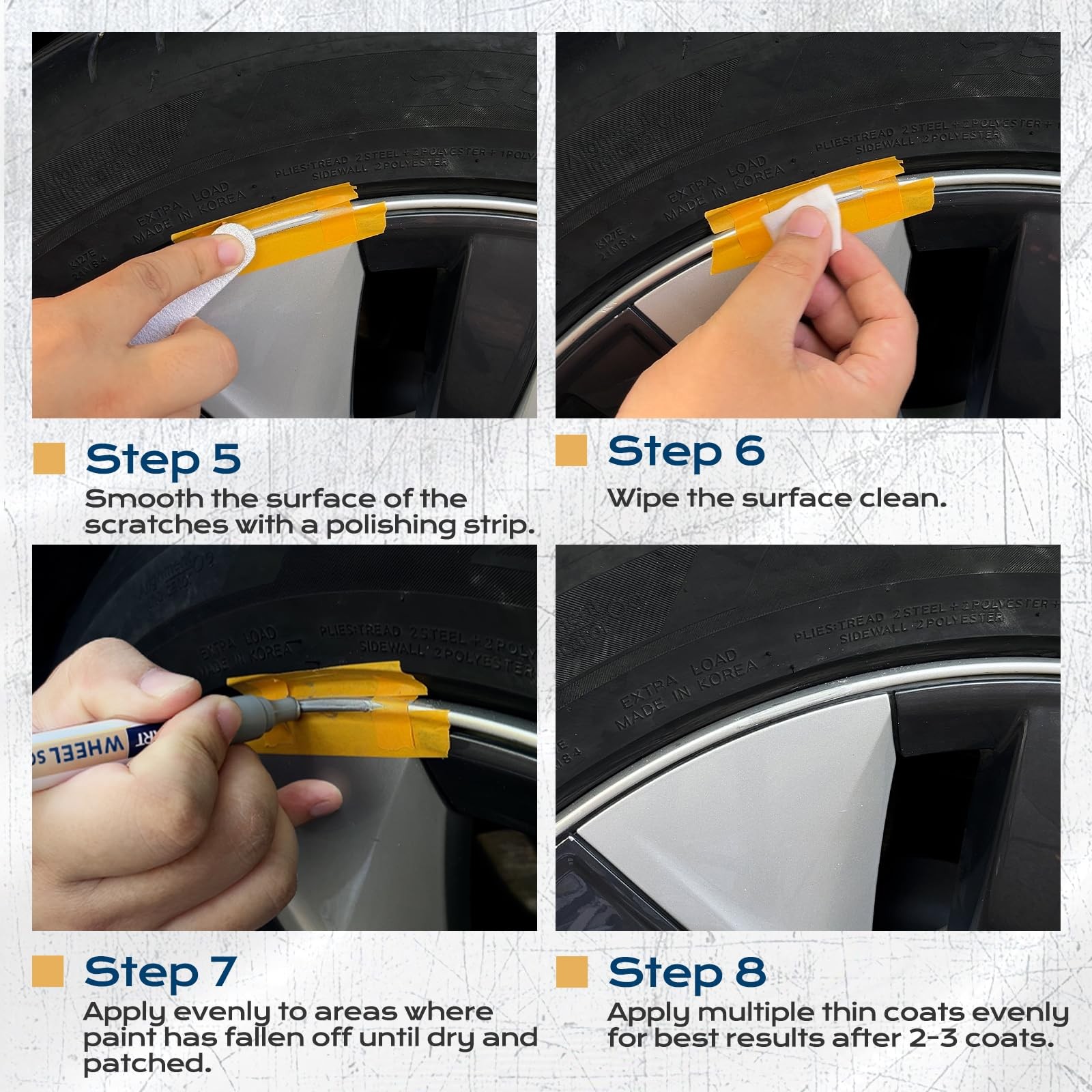 Wheel Scratch Repair Kit, Rim Touch Up Paint, Rim Paint Wheel Paint Pen, Silv…