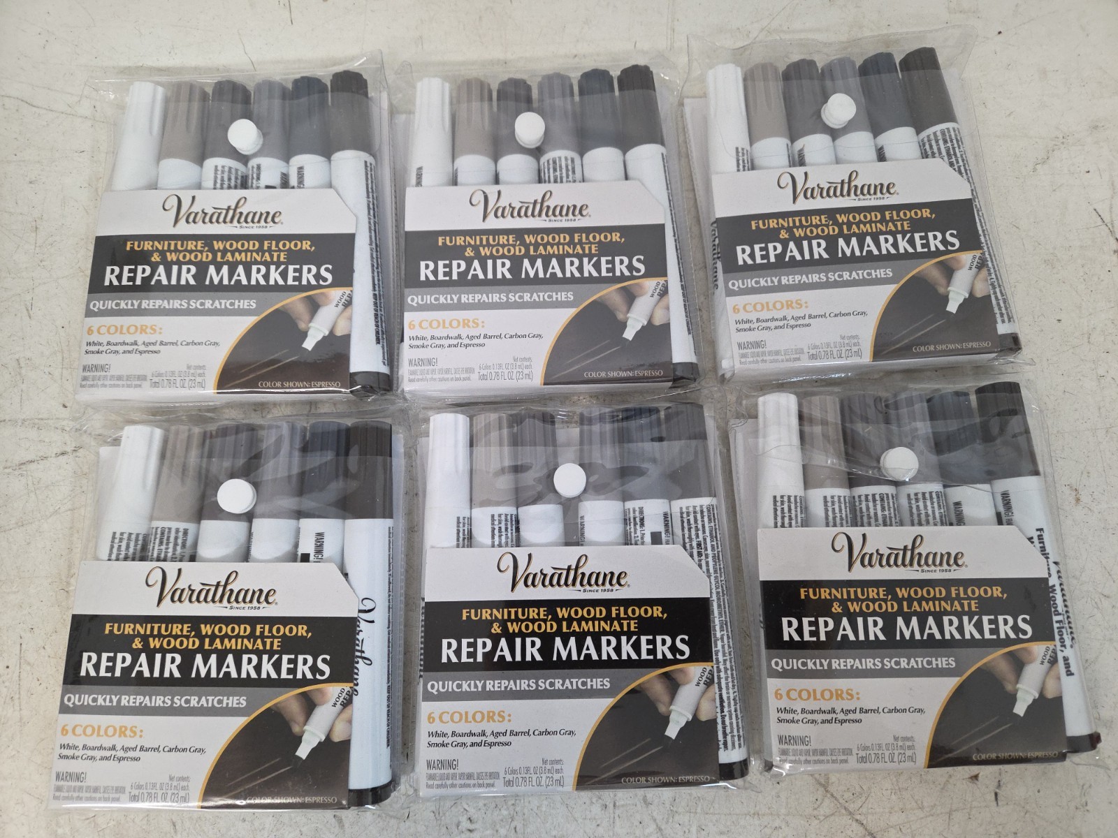 Qty of (6) Varathane 374189 Wood Stain Repair Marker Kit Pack of 6 Cool Tones