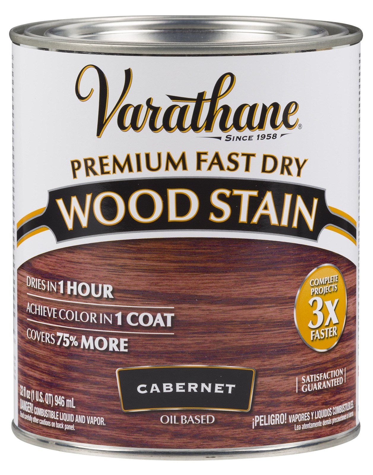 Varathane Fast Dry Wood Stain Quart Cabernet One Coat Coverage Interior Use