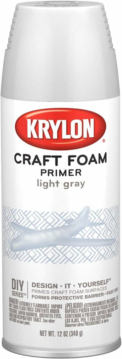 Krylon K05055007 Craft Foam Primer Aerosol Paint, 12 Ounces, Light Gray