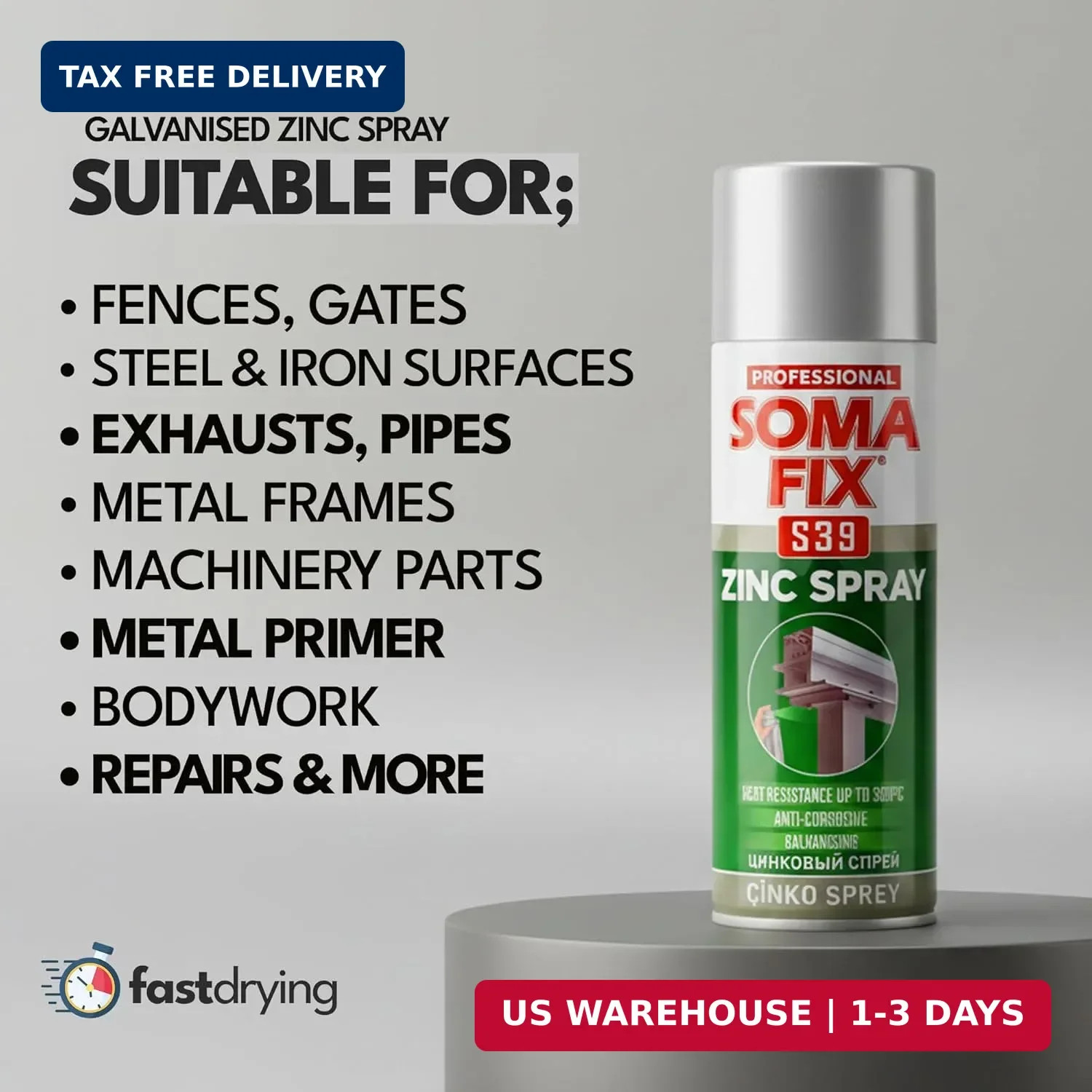 Cold Galvanizing Spray Paint – Metal Paint, Zinc Rich Anti Rust Coating, Bright