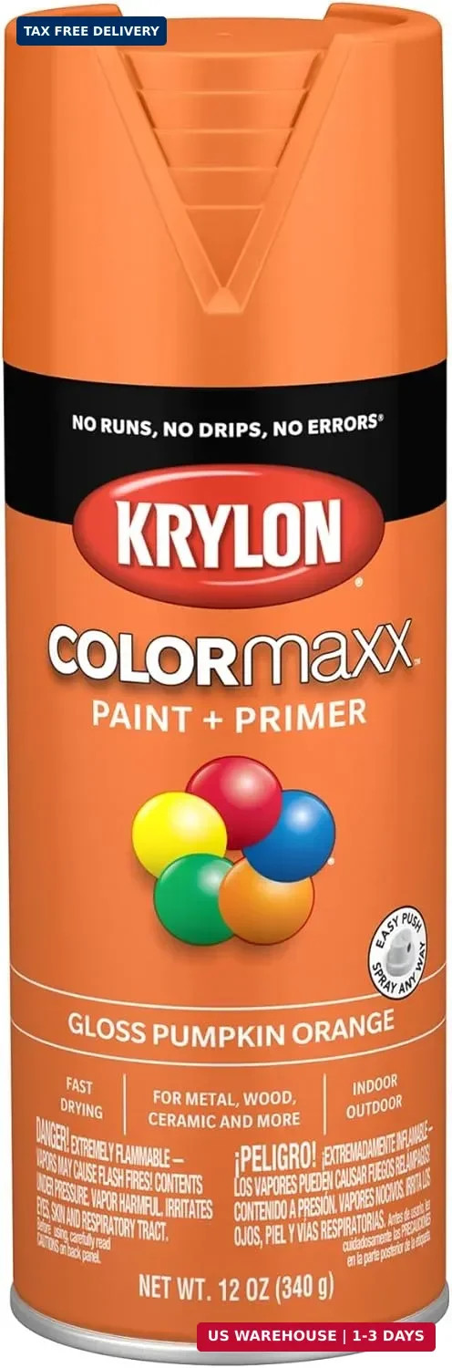Krylon ColorMaxx 12 Oz. Gloss Spray Paint, Pumpkin Orange – 1 Each