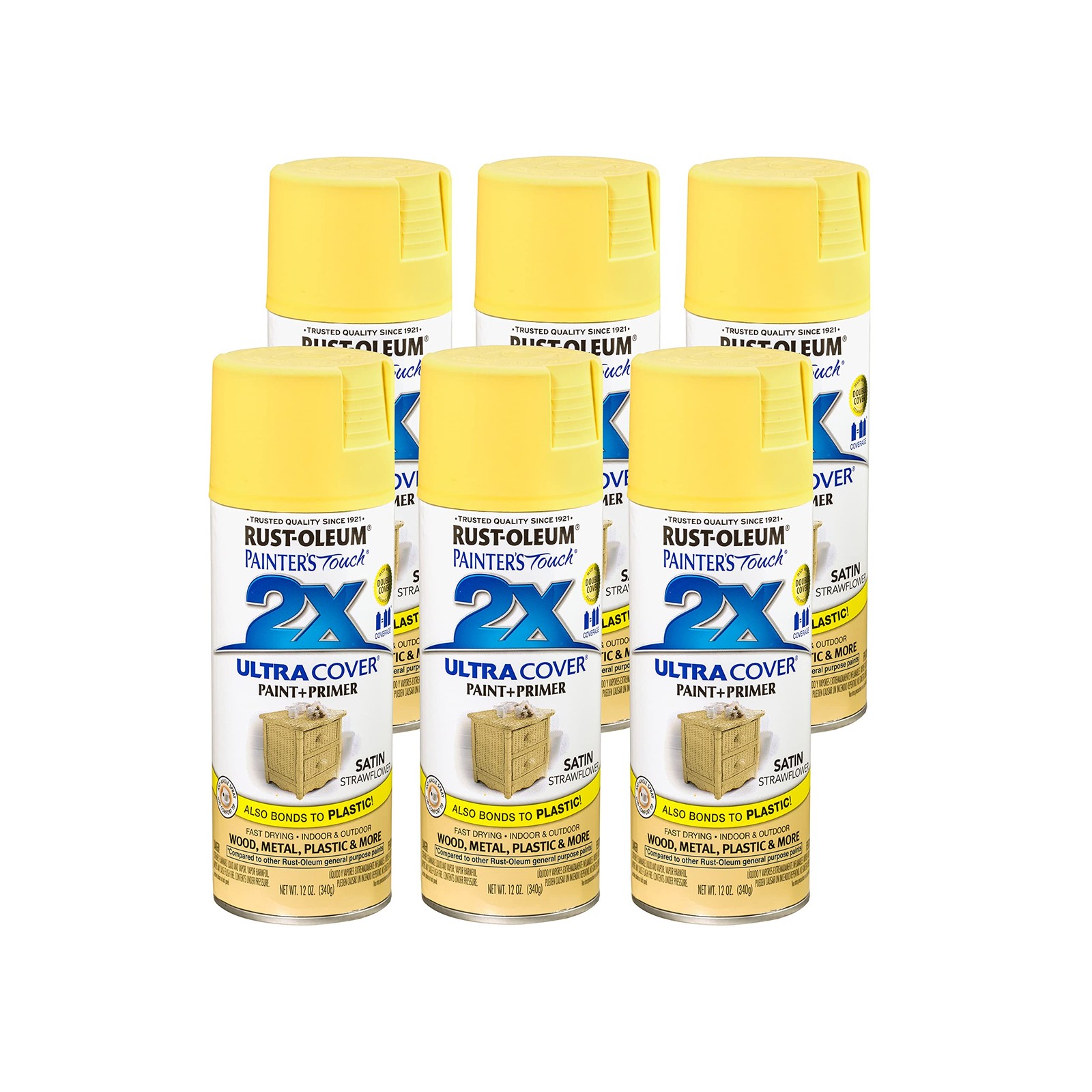 Rust-Oleum 249065-6PK Painter’s Touch 2X Ultra Cover Spray Paint, 12 oz, Sati…
