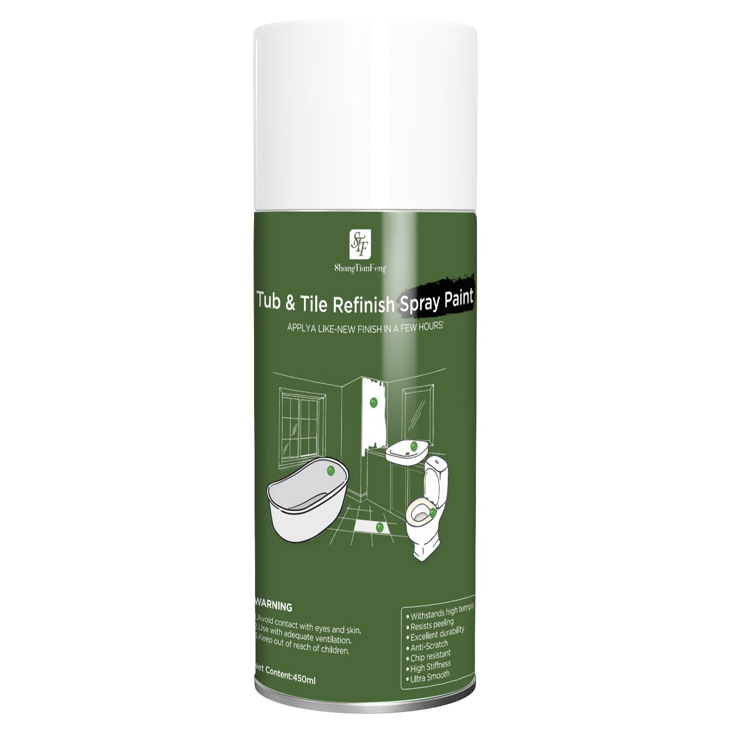 White Paint Bathtub and Tile Refinishing Spray Paint Kit, tub and tile