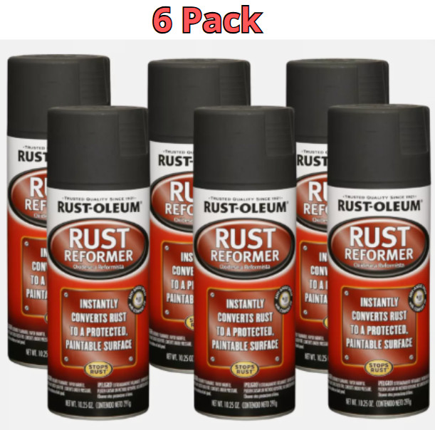 Rust-Oleum 248658-6PK Rust Reformer Spray, 10.25 oz, Black, 6 Pack