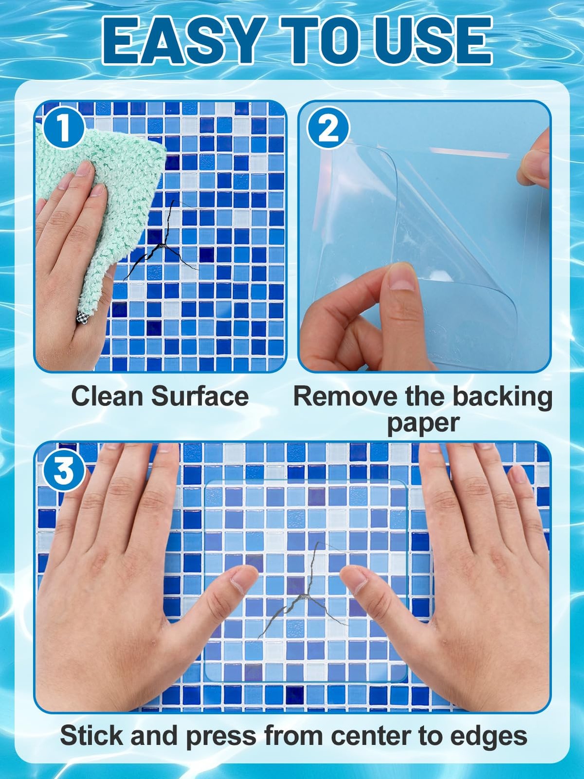 20pcs Self-Adhesive Underwater Pool Liner Repair Patch – 4in x 4×4 in, Clear