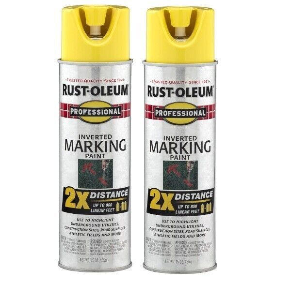 2-Pack Professional 2X Distance Inverted Marking Spray Paint 15oz HighVisibility