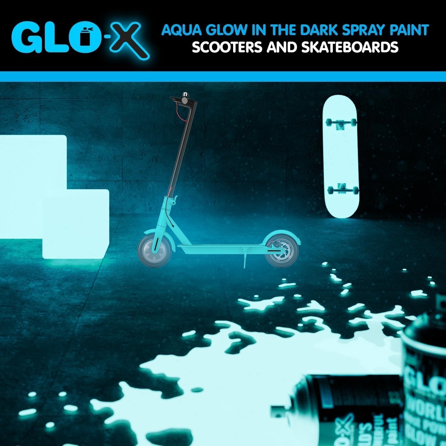 Blue Glow In The Dark Spray Paint 10.6 oz Acrylic for Indoor/Outdoor Use