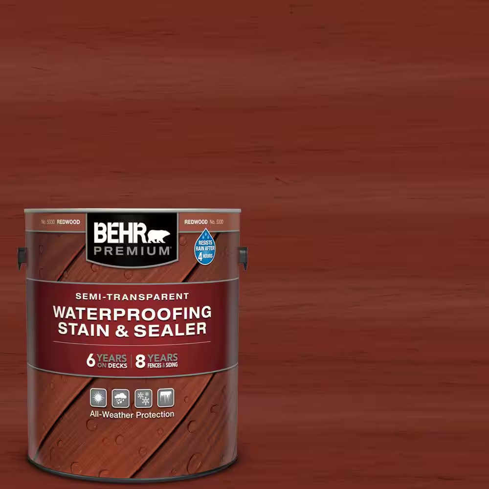 1 Gal. #ST-330 Redwood Semi-Transparent Waterproofing Exterior Wood Stain and Se