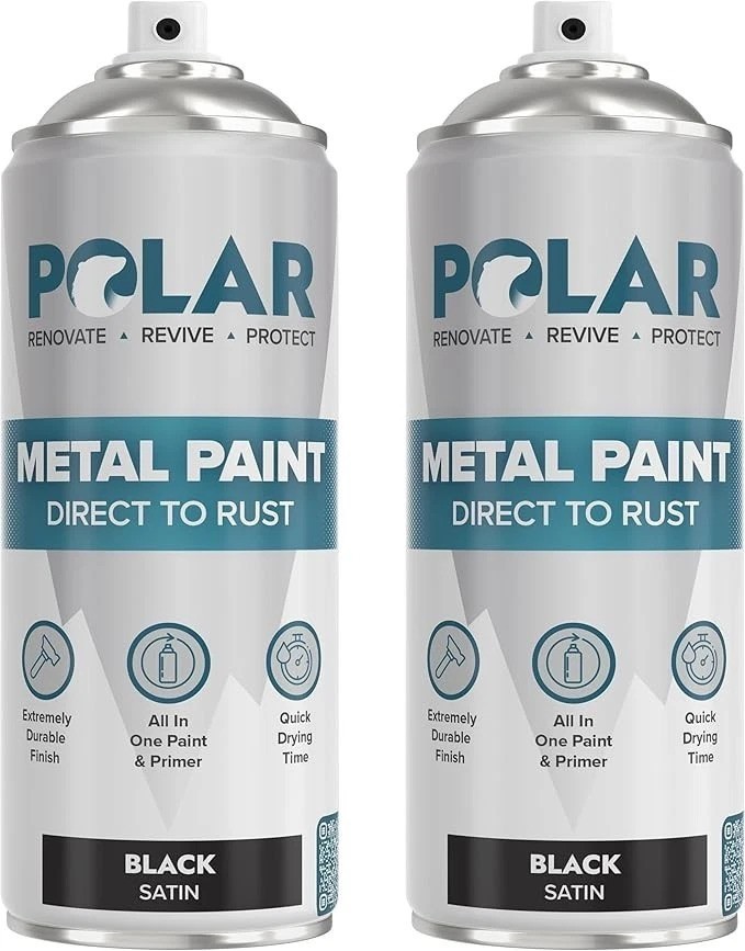 Satin Black Direct to Rust Spray Paint 2 Pack 13.5oz Quick Dry for Metal Wood