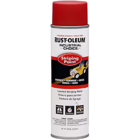 Rust-Oleum 1665838 Industrial Choice Striping Paint, 18 Oz, Red, Solvent -Based
