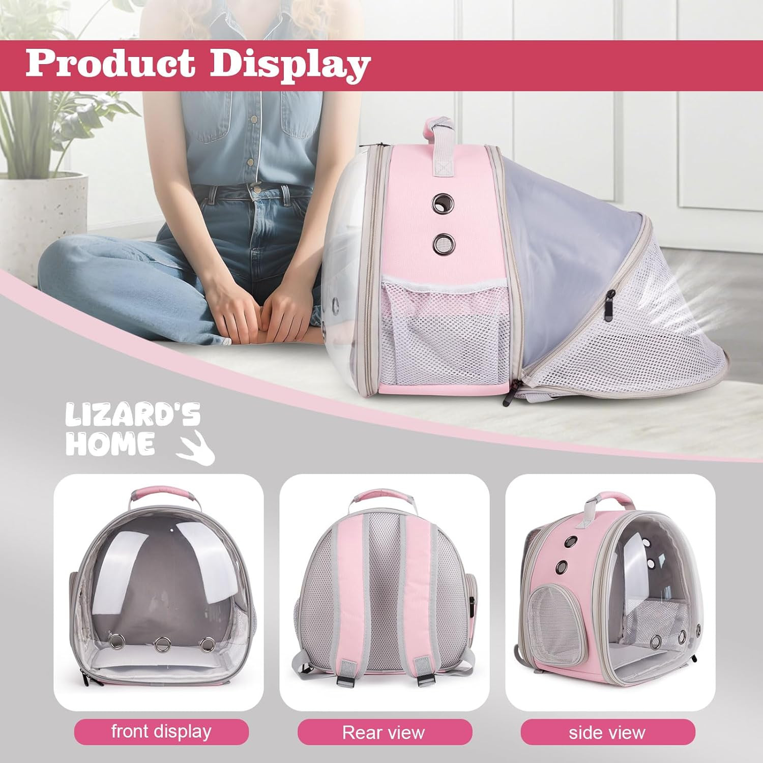Expandable Small Animal Backpack Carrier with Clear Bubble Window Large Space Tr