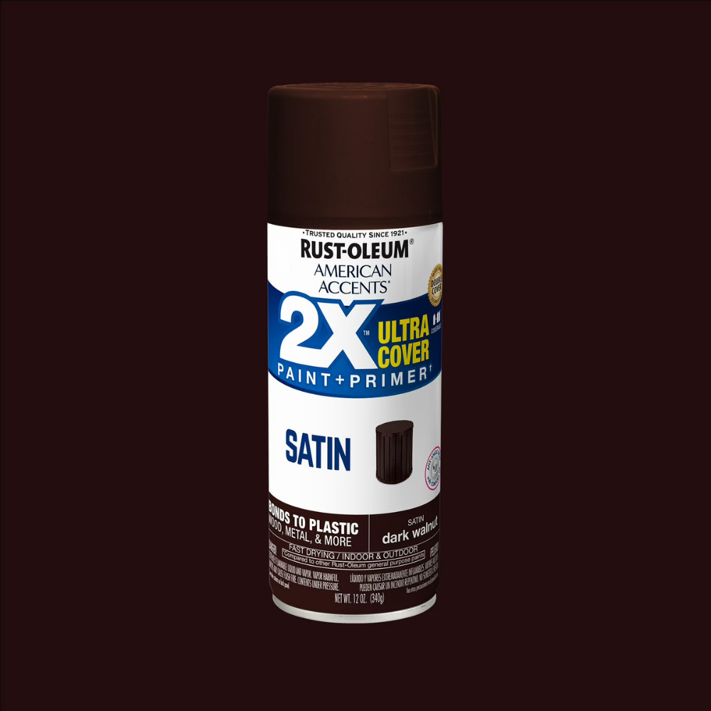 6 Pack Rust-Oleum 2X Satin Spray Paint, Dark Walnut, 12oz, Wood, Metal, Plastic