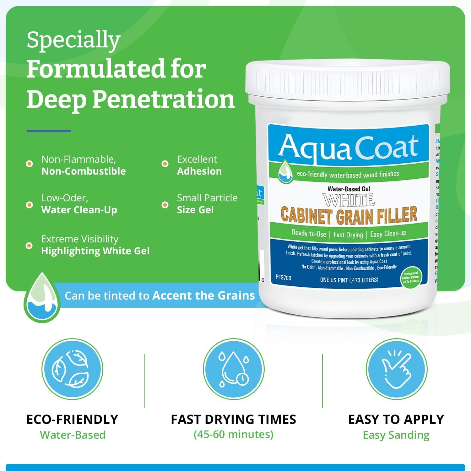 Water-Based White Cabinet Wood Grain FillerGel – Fast Drying, Low OdorWhite Wood