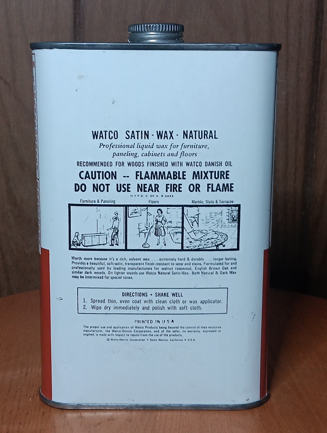 WATCO SATIN WAX NATURAL QUART Clean Polishes Protects 32 Oz Made In USA Easy Ap