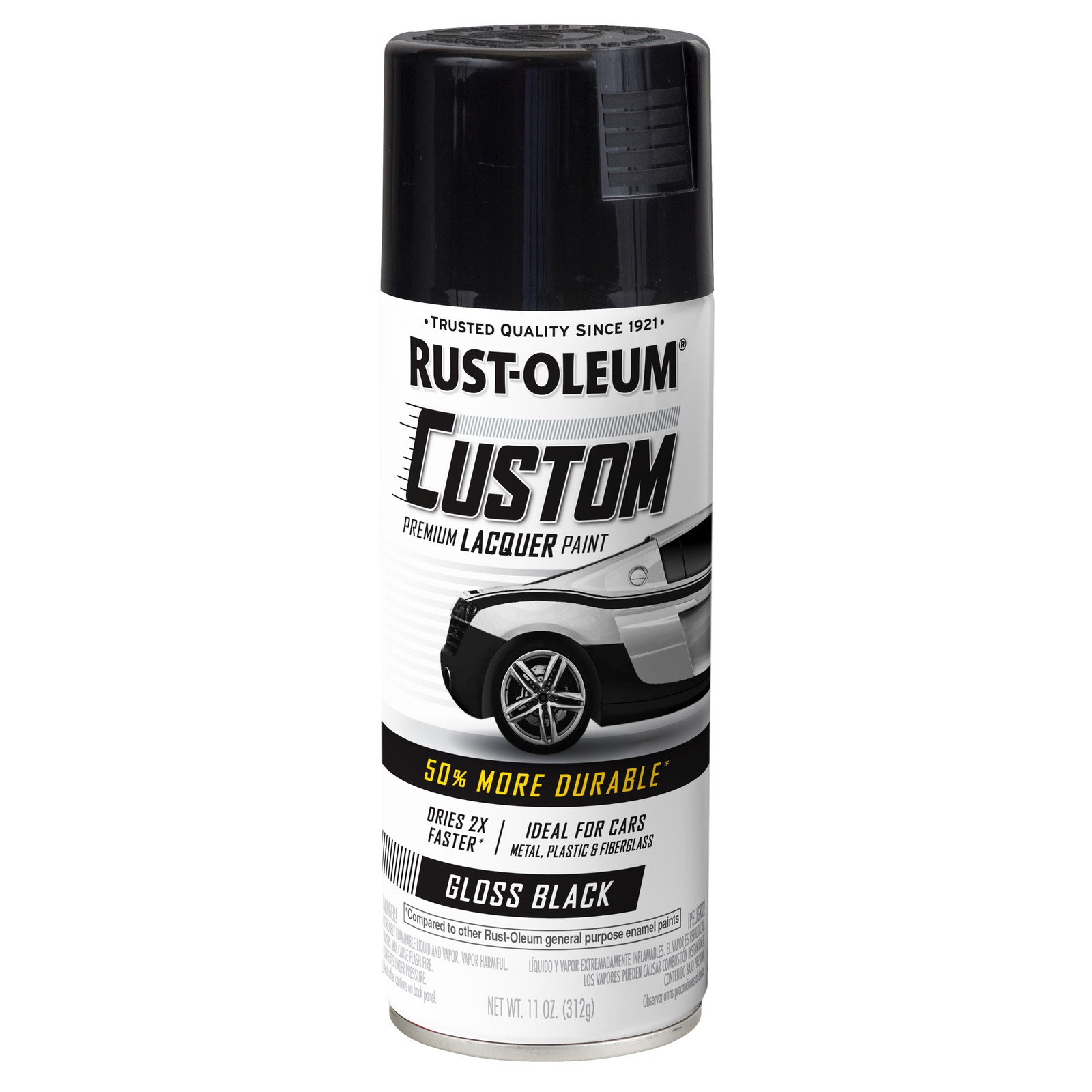 Automotive Custom Lacquer Gloss Spray Paint Black 11 oz