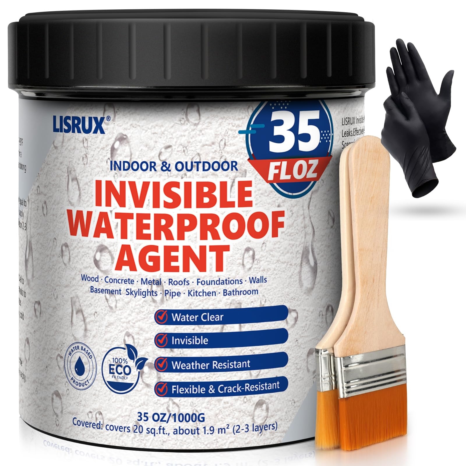 Waterproof Sealant 35 oz, Clear, Transparent Coating, 35 FL OZ