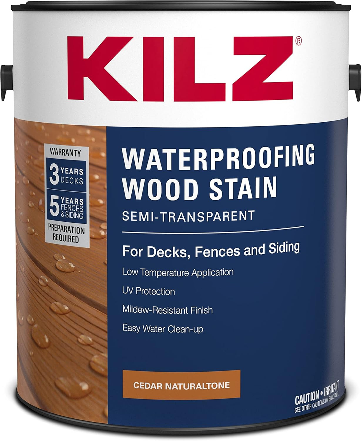 KILZ Waterproofing Semi Transparent Wood Stain, Cedar Naturaltone, 1-Gallon