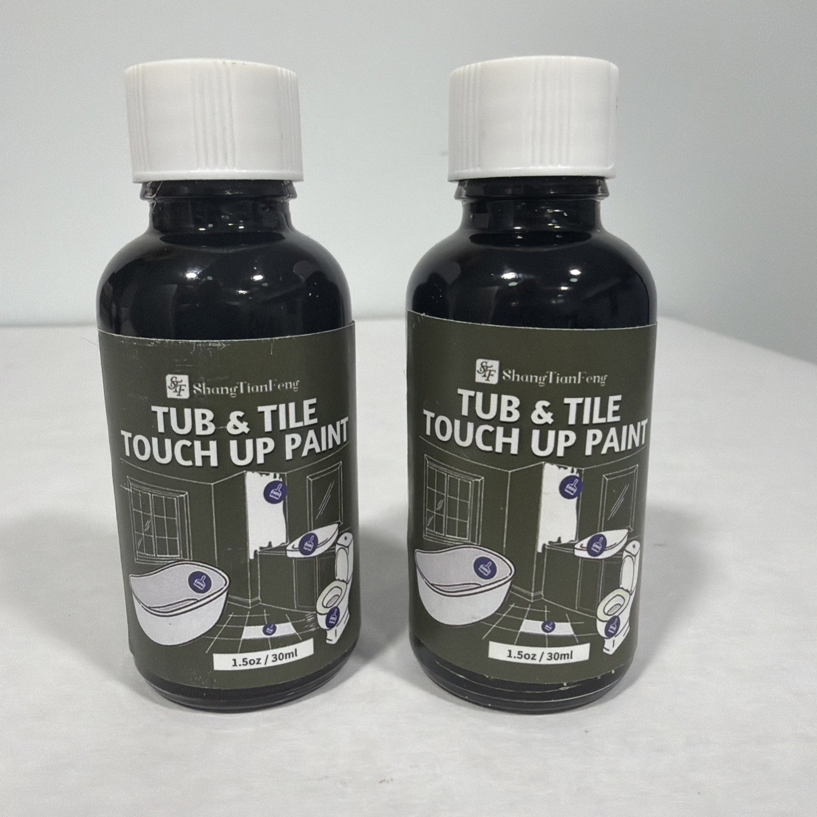 2 pack ShangTianFeng Tub & Tile Touch Up Paint – 1.5 oz (30ml) each