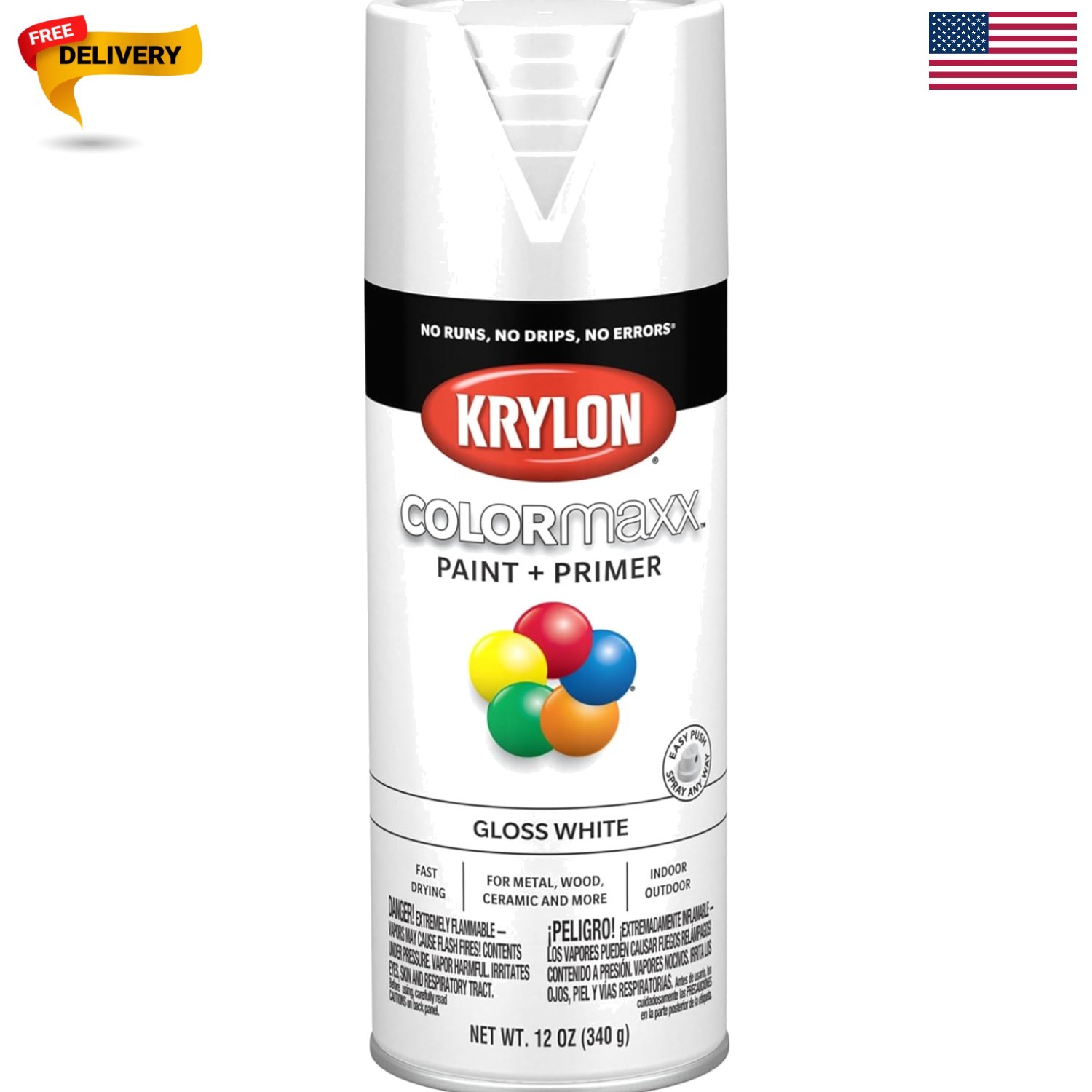 ColorMaxx 12 Oz. Gloss Spray Paint, White – 1 Each