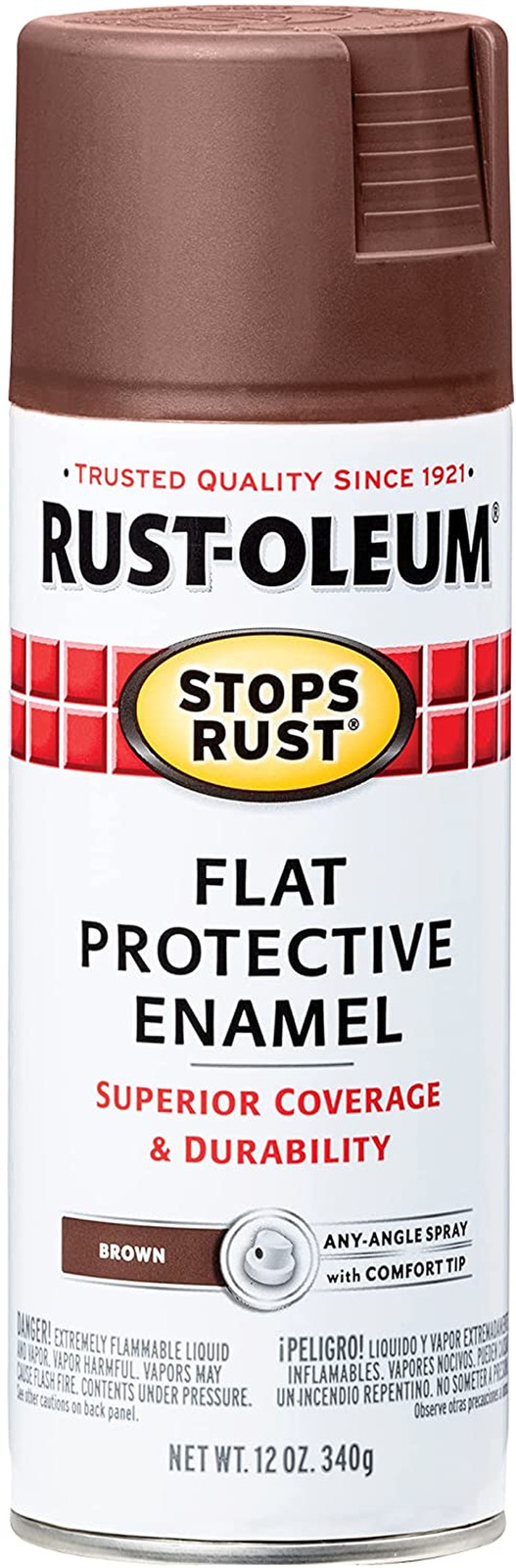 Rust-Oleum 214085 Stops Rust Spray Paint, 12 oz, Flat Brown