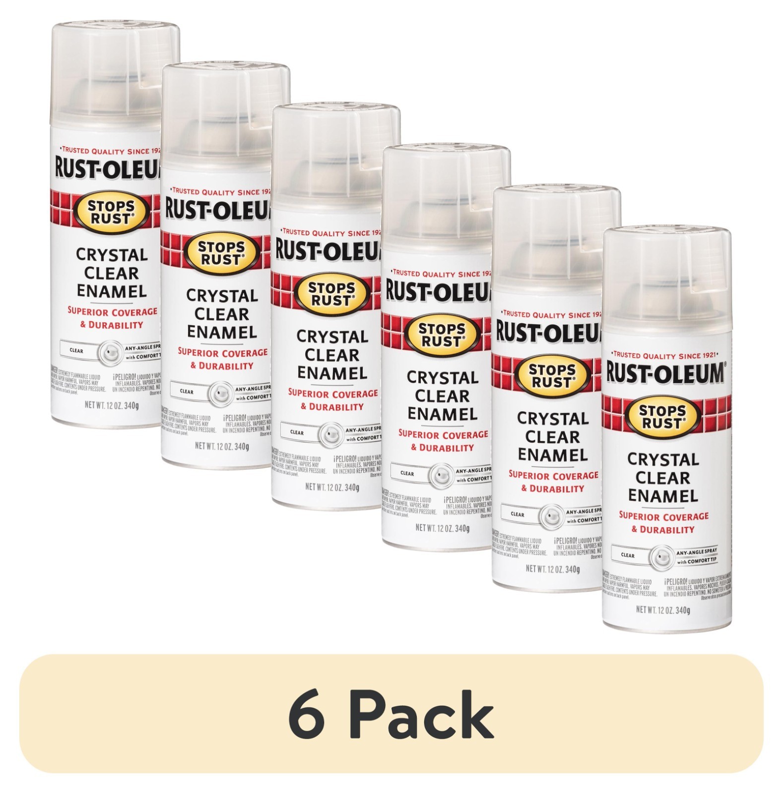 Rust-Oleum Stops Rust Crystal Clear Gloss Spray Paint 12 oz – 6 Pack