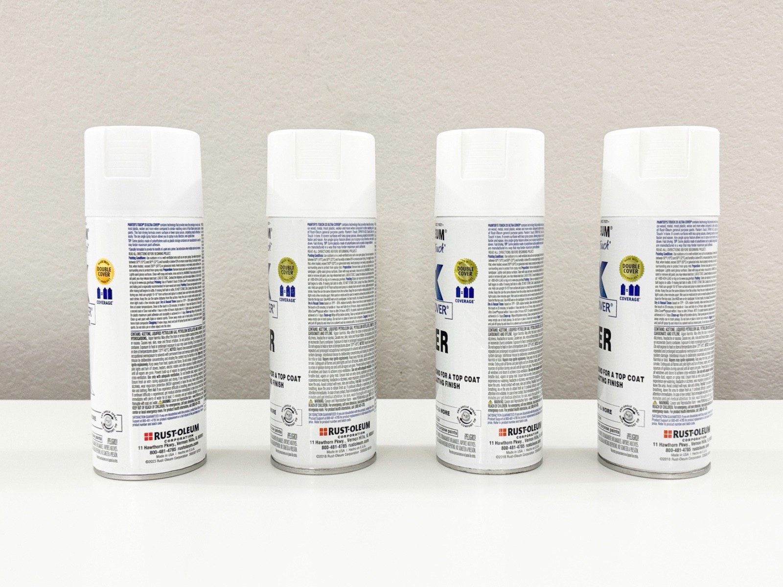 Rustoleum Spray Paint White + Primer Set, 1 New 3 Used, Sold As Is 4pcs