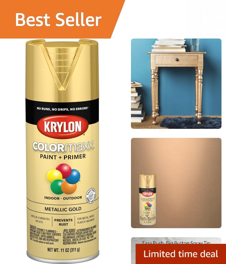 Krylon COLORmaxx Metallic Gold Spray Paint – 11oz – Fast Drying & Rust Resistant