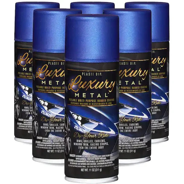 Plasti Spray Paint 11oz Ultrasonic Blue Metallic Rubber Coating 6 Pack Washable