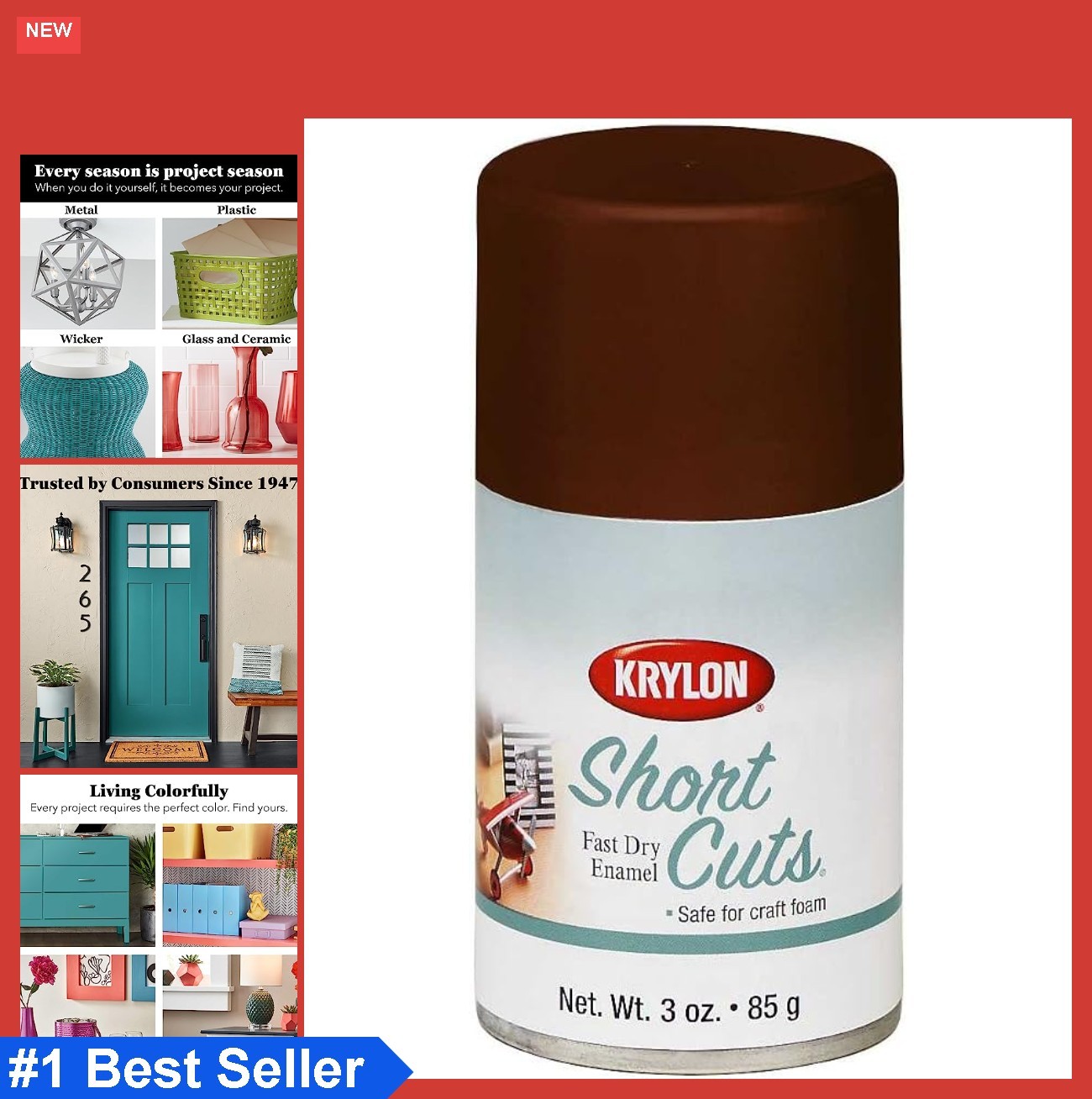 High-Gloss Enamel Spray Paint 3 Oz Espresso Indoor Glass Metal Wood UV Resistant