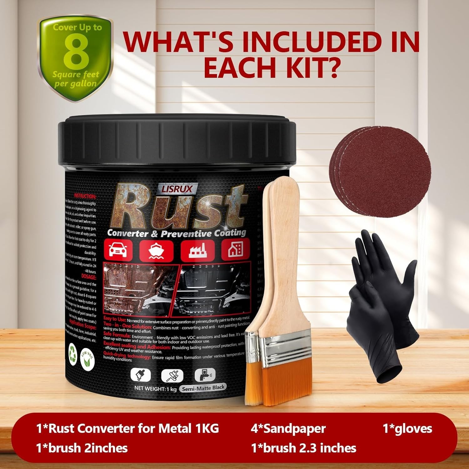Easy Apply 4-in-1 Rust Converter & Primer – Black 34 Fl Oz for Metal Protection