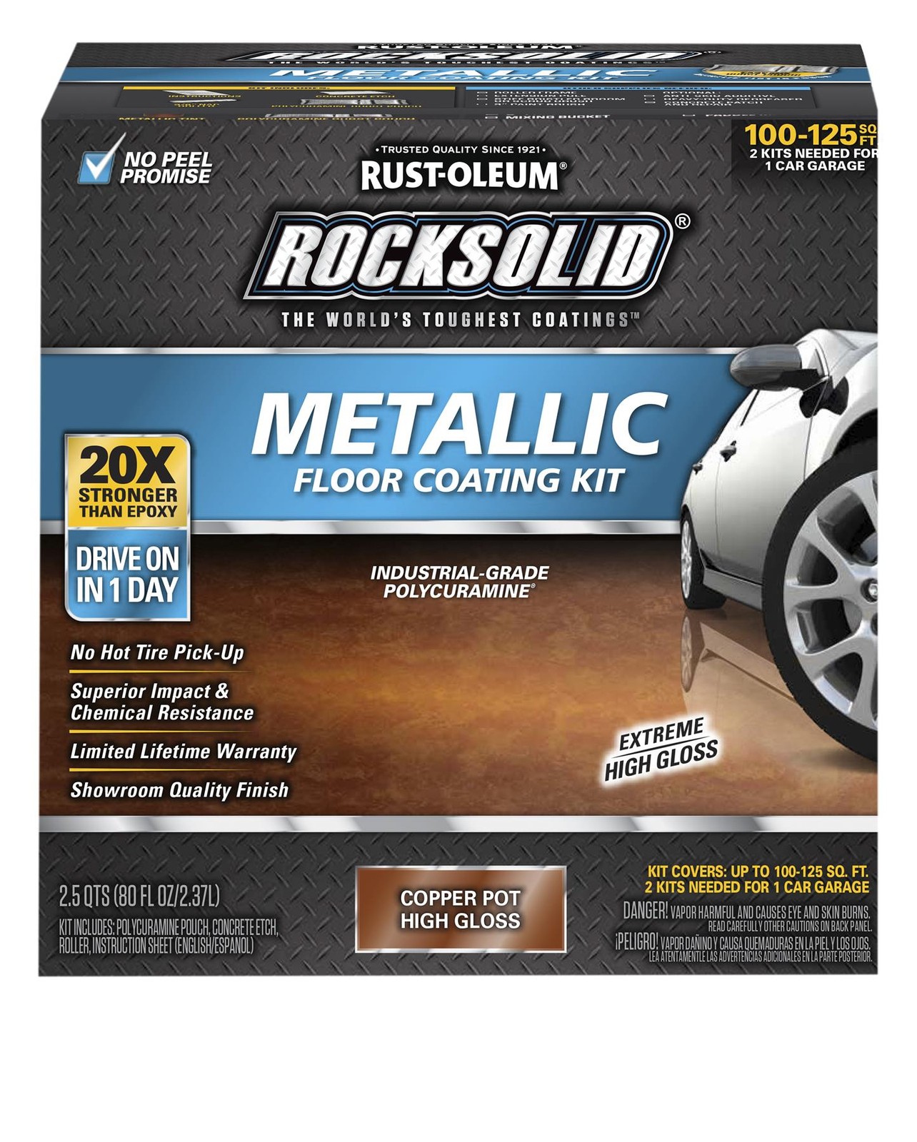 RockSolid Metallic Floor Coating Kit, Copper Pot, High Gloss, 80 Oz – 286894