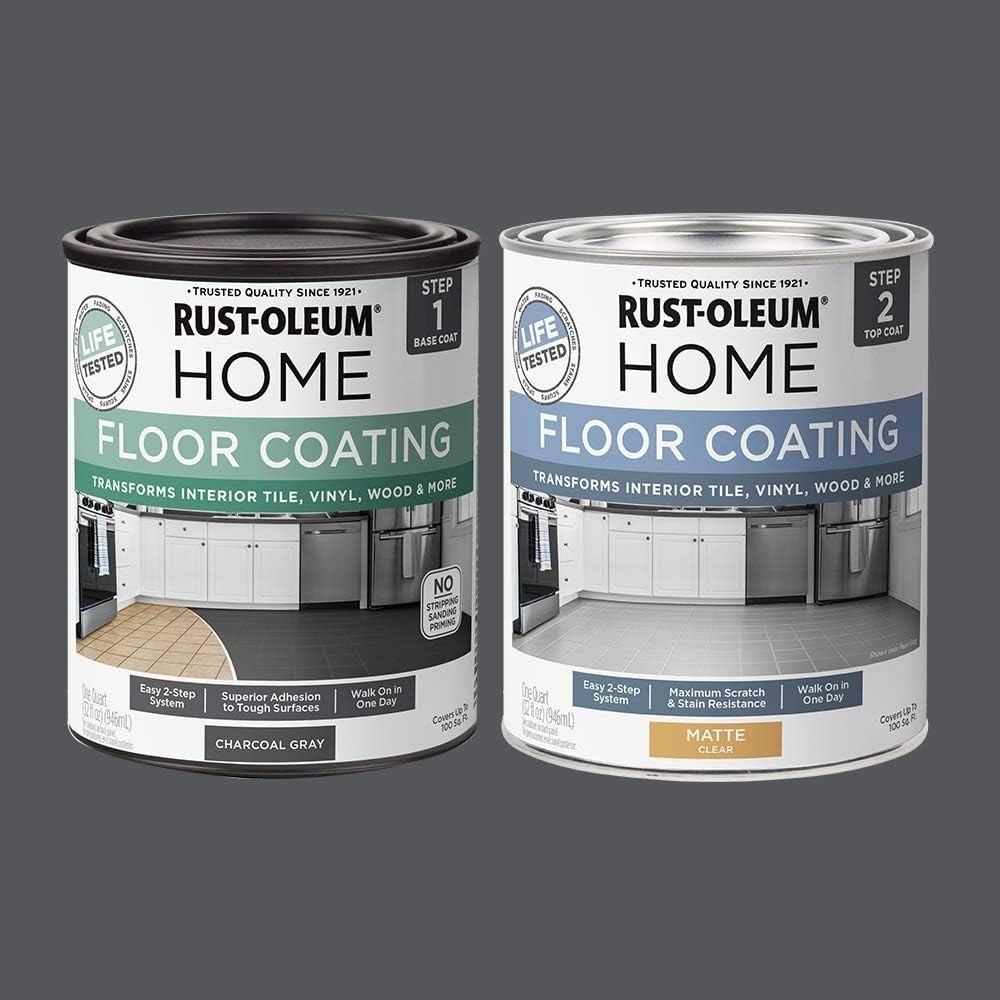 Home Interior Floor Coating Kit, Matte Charcoal Gray