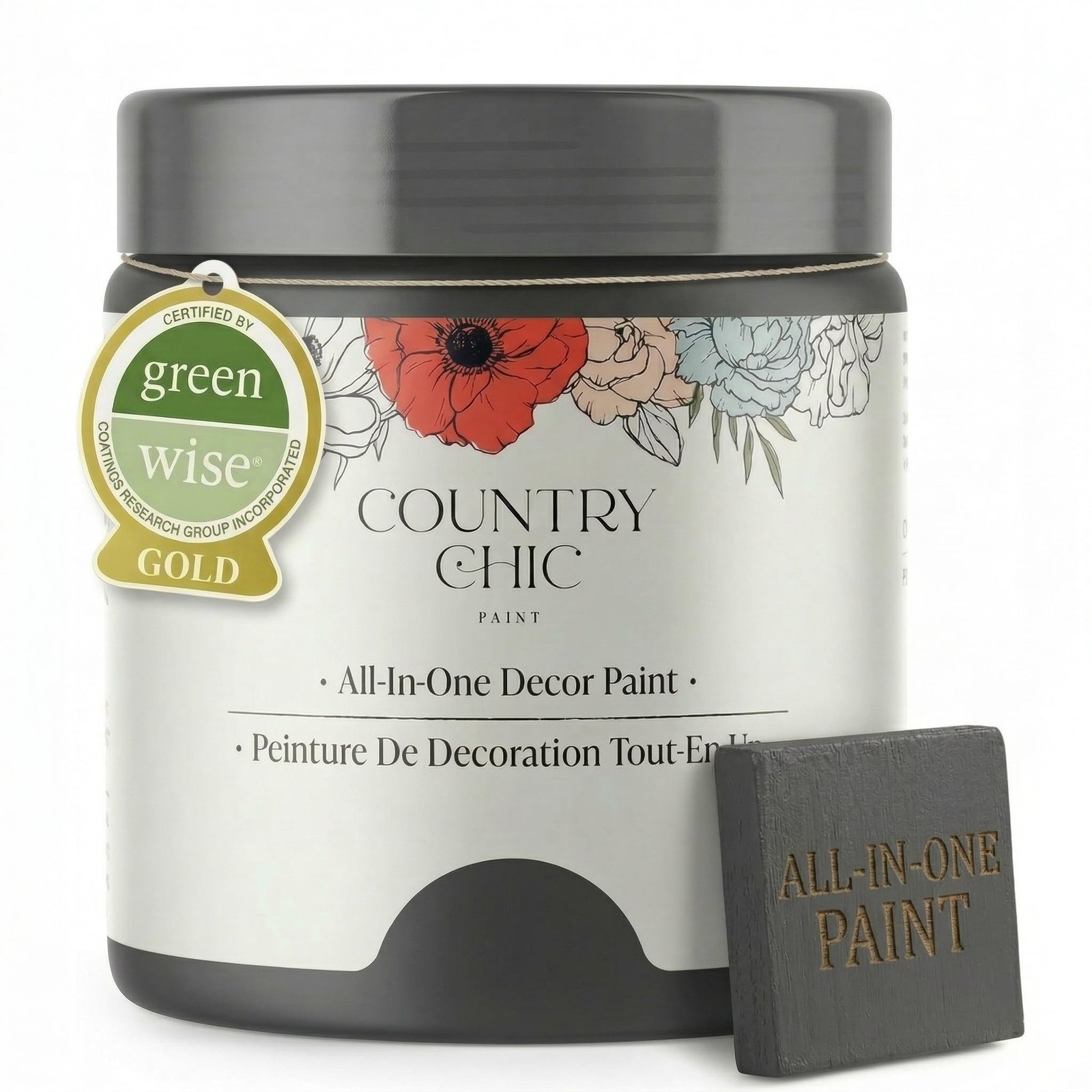Country Chic All-in-One Chalk Paint for 4 Fl Oz (Pack of 1), Liquorice