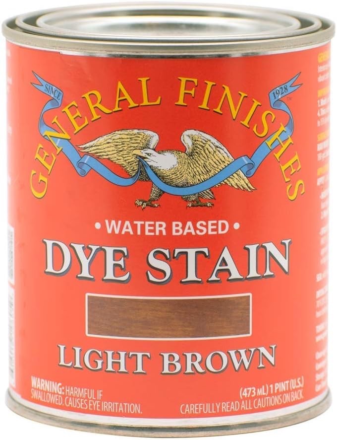 General Finishes Water Based Dye Stain – Light Brown – Pint