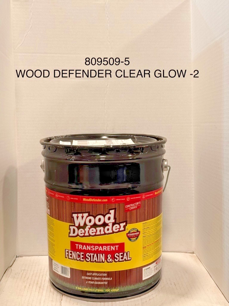 Wood Defender Transparent Fence Stain Clear Glow 5 gallon Dented Can
