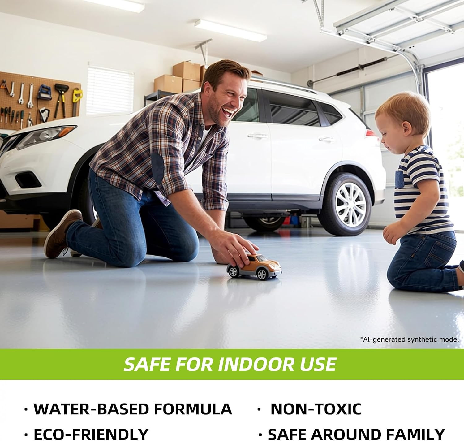 2K Epoxy Garage Floor Coating Kit Light Gray Concrete Paint With Tools 2Kg