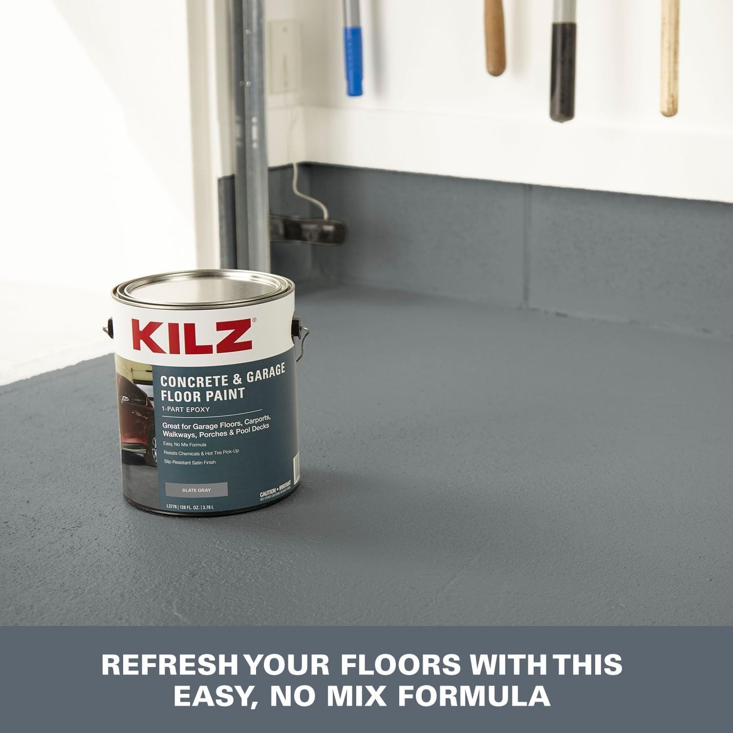 Easy Application 1-Part Epoxy Gray Floor Paint, Ideal for Driveways & Pool Decks