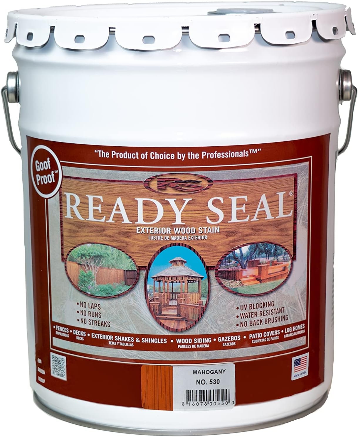 Ready Seal 530 Exterior Stain and Sealer for Wood, 5 Gallon, Mahogany