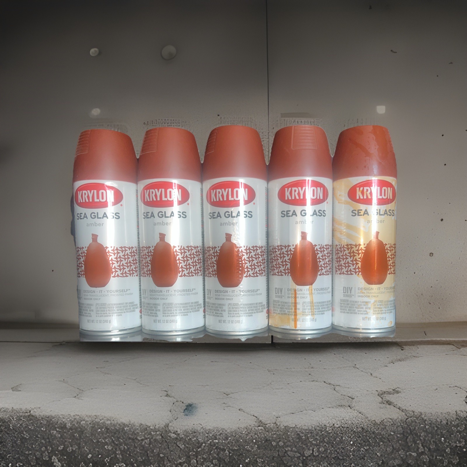 5x Krylon K09053000 Sea Glass Spray Paint Amber 12 Ounce