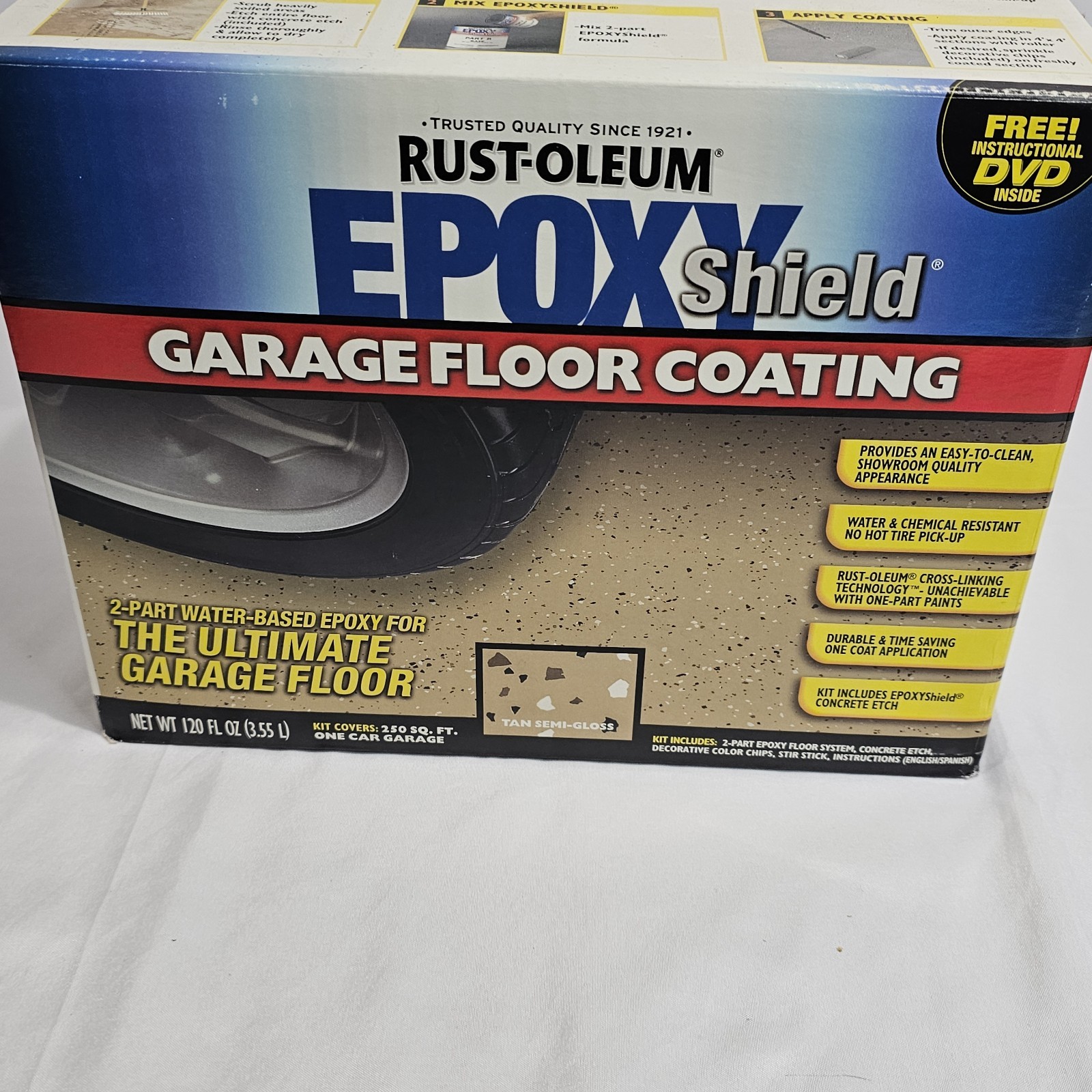Garage Epoxy Shield Floor Kit 120 oz. 1-Car Tan Semia GlossWaterproof Sealant