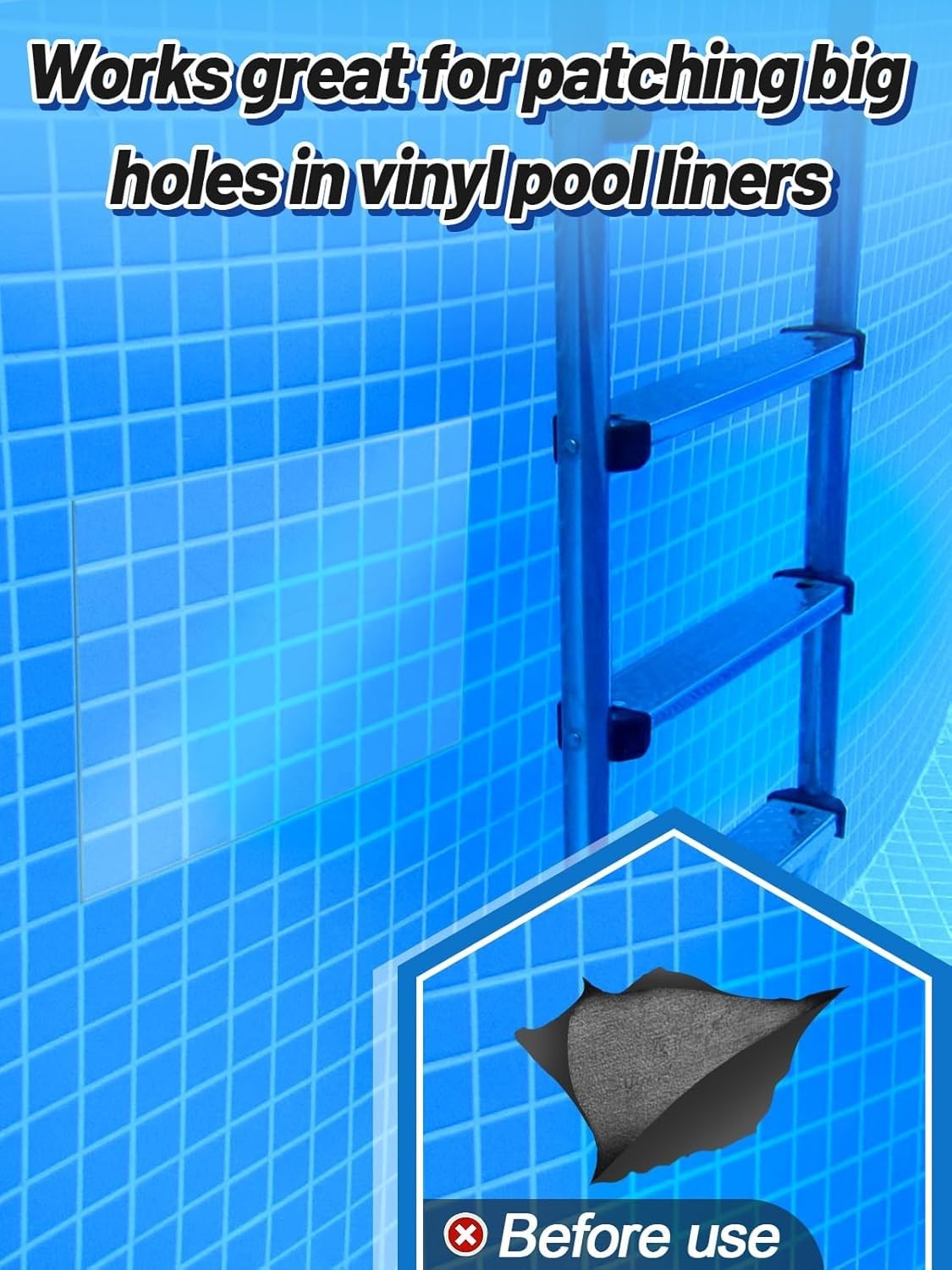 Aulock 4ft x 2.8ft Exlarge Pool Liner Repair Patch – Self-Adhesive Clear
