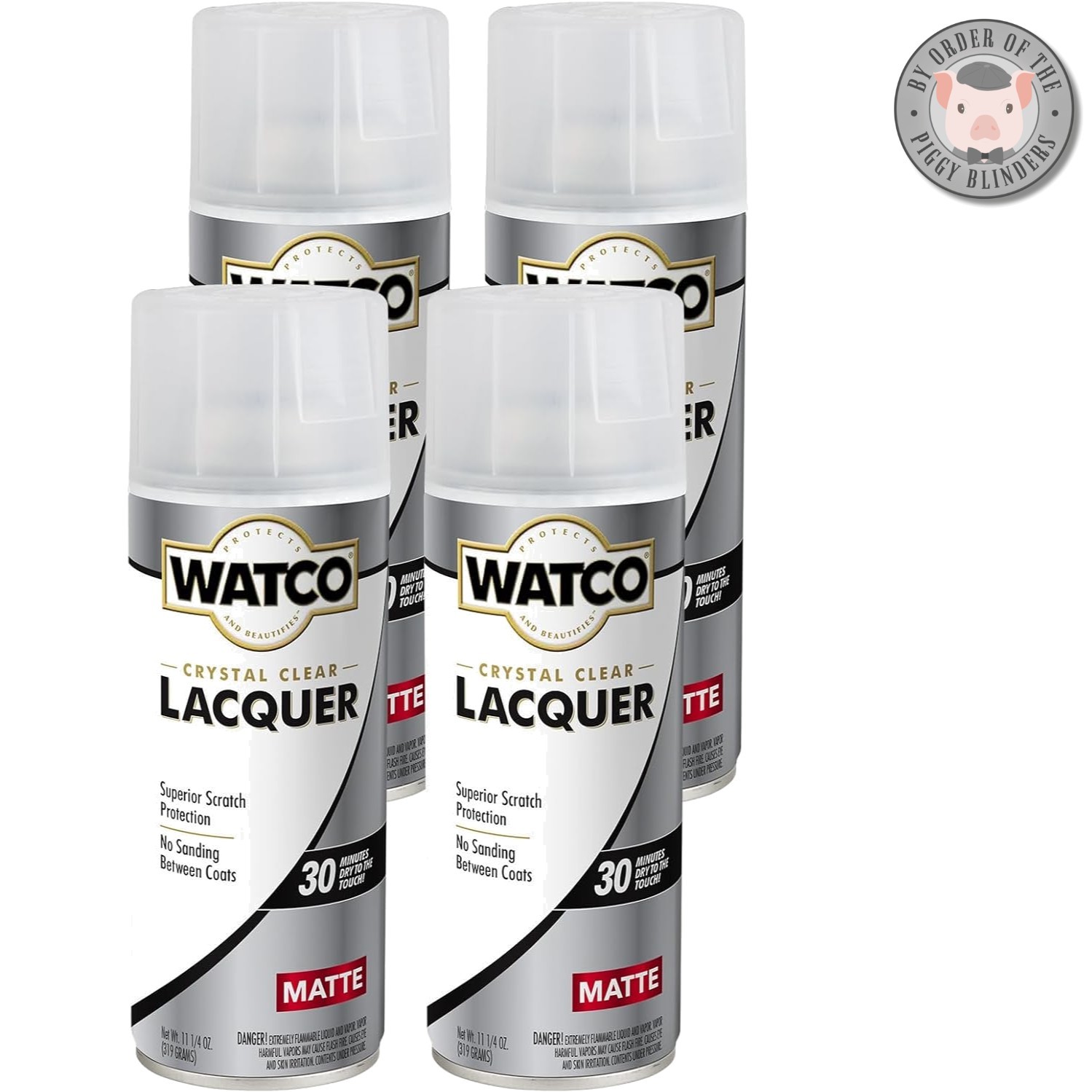 Durable Clear Matte Lacquer Spray – 4 Cans, 11.25 oz for Easy Wood Protection
