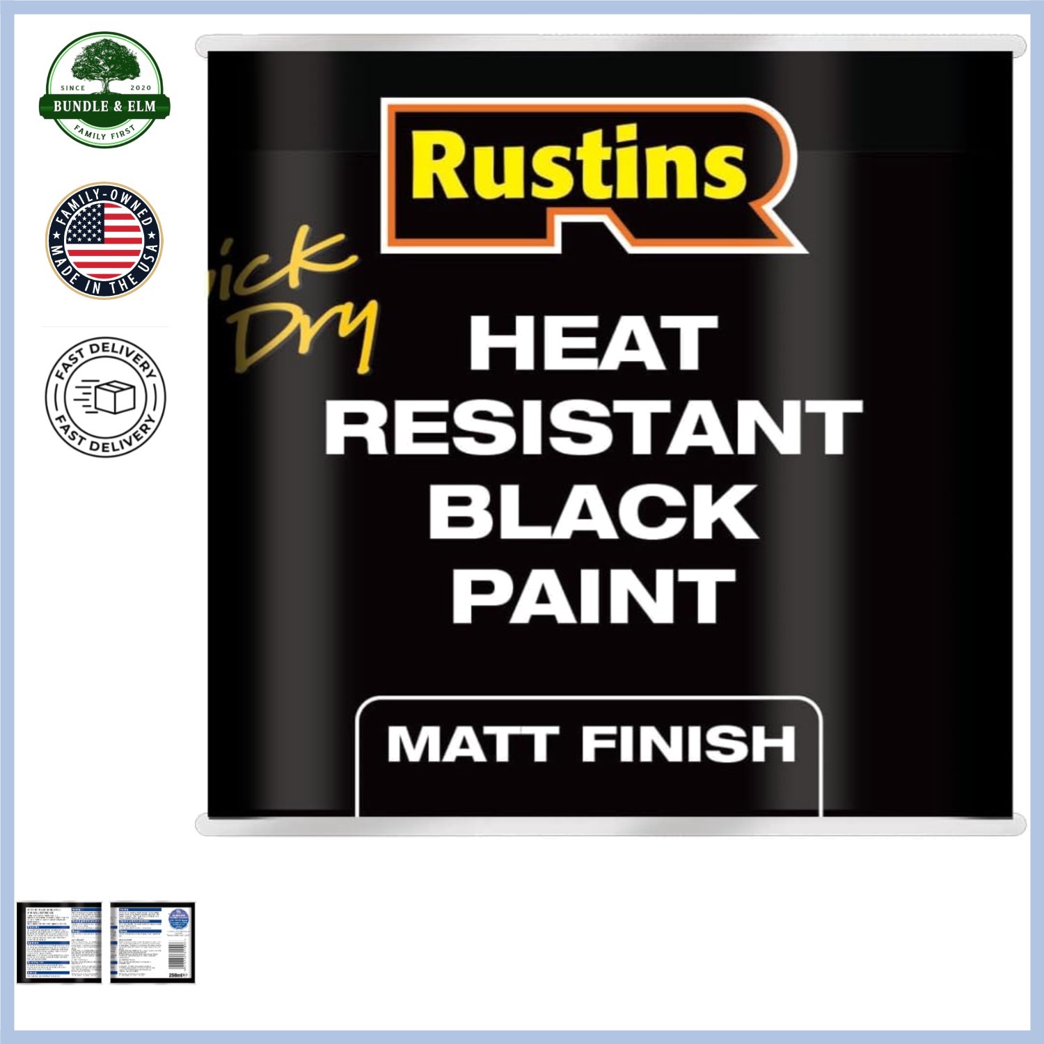 Quick Dry Black Paint, Heat Resistant for Interior and Exterior Applications
