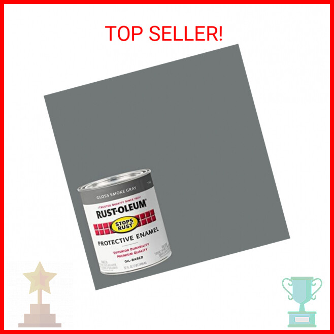 Rust-Oleum 7786502 Protective Enamel Paint Stops Rust, 32-Ounce, Gloss Smoke Gra