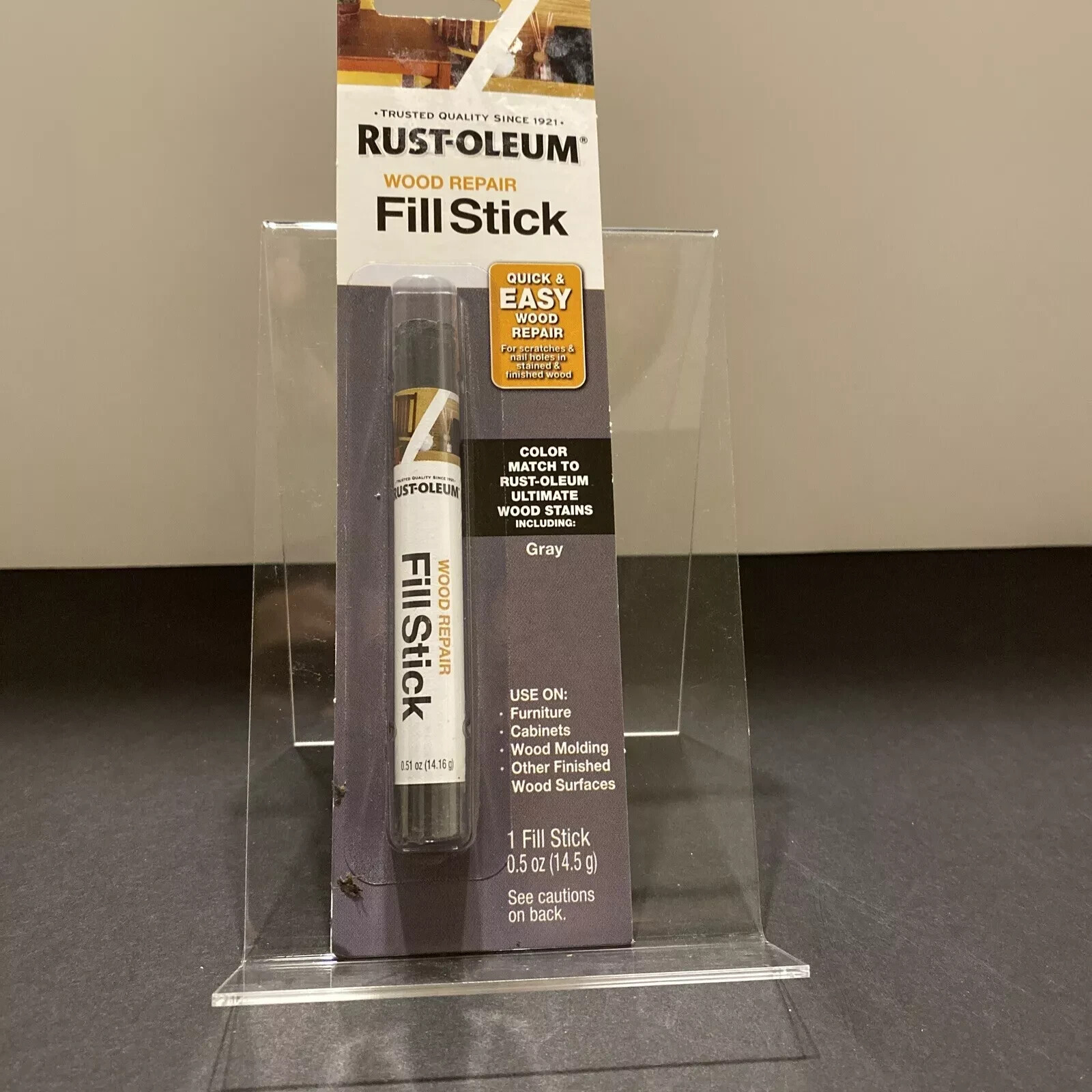 RustOleum Wood Repair Fill Stick, Gray, .5 Oz. Stick, Quick & Easy Wood Repair